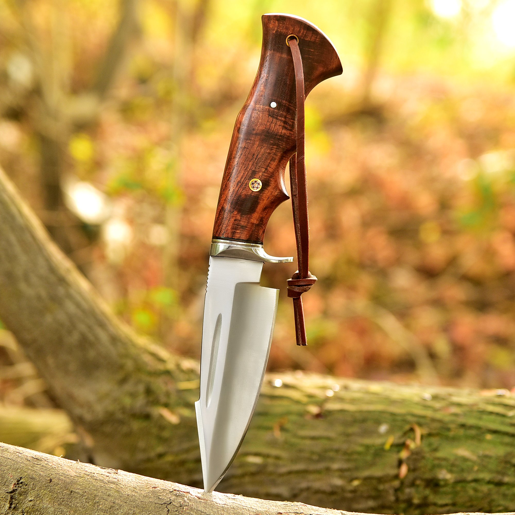 Poshland Handmade Hunting Knife - 10" Bushcraft Fixed Blade EDC Knife with D2 Steel Blade, (TR-101)