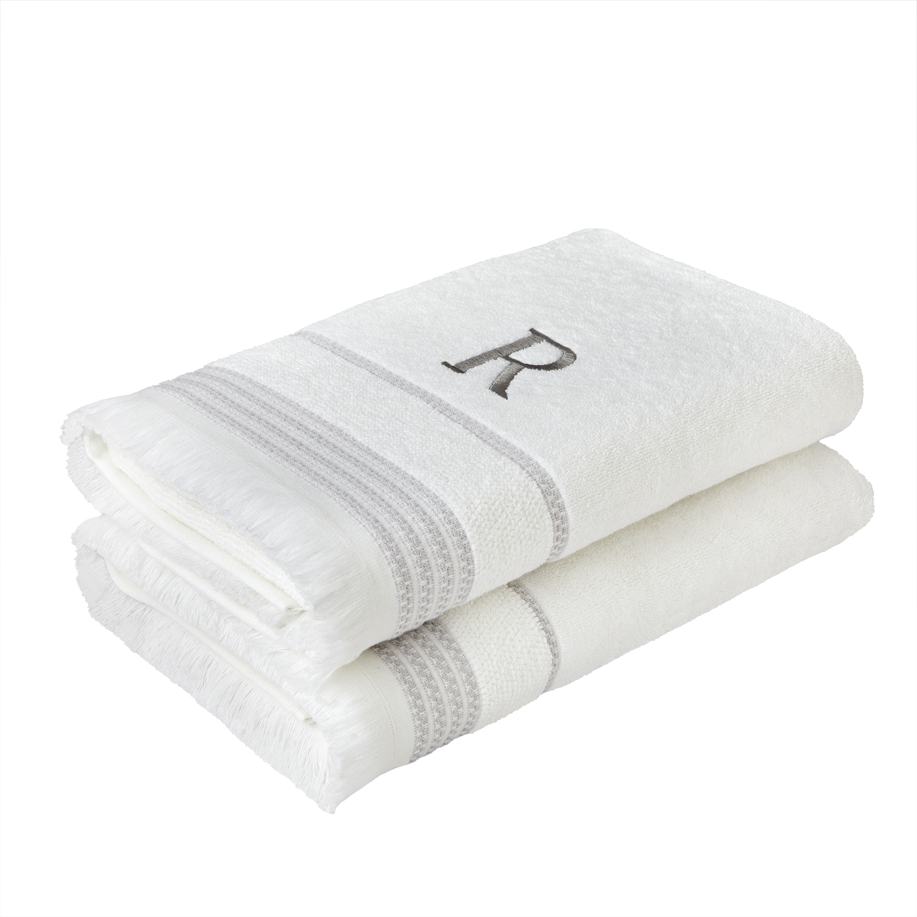 SKL Home Casual Monogram Bath Towel, "R", White