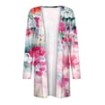 thumbnail image 4 of IROINNID Cardigan for Women Open Front On Sale Lightweight Printing Long Sleeve Casual Outerwear Blouse Cardigan Outerwear with Pocket,Pink B, 4 of 5