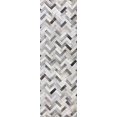 thumbnail image 3 of Bashian H112-ASH-5X8-H12 Bashian Santa Fe Collection Chevron Contemporary Leather Hand Stitched Area Rug, Ash - 5 x 8 ft., 3 of 5
