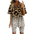 thumbnail image 2 of Two Piece Summer Sets Plus Size Women's Summer Short Sleeve V-neck Tops Shorts Comfortable Homewear 2 Piece Beach Outfits for Women, 2 of 4