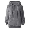 thumbnail image 4 of fartey Zip up Fleece Sweatshirt Women Plus Size Fuzzy Warm Hooded Sweatshirts with Pockets Solid Color Pullover Blouse Coat, 4 of 6