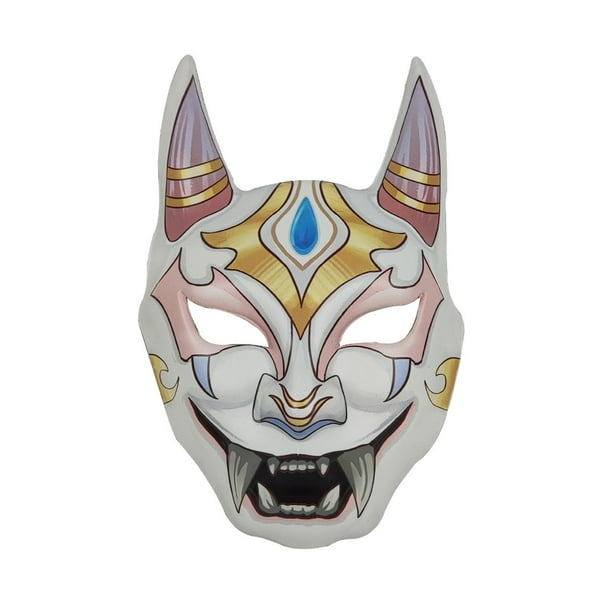 Máscara facial decorativa ligera y cómoda para cosplay de diablo japonés Blanco