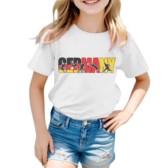 World Cup 2026 Girls Tshirts Short Sleeves Summer Tops Graphic Tees Crew Neck Print Basic Tees White 2-3 Years