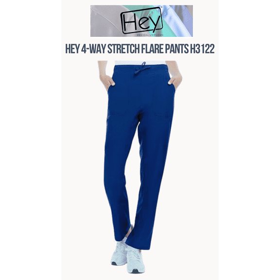 Hey Scrubs 4-Way Stretch Flare Medical Scrub Pants with Four Pockets H3122 S