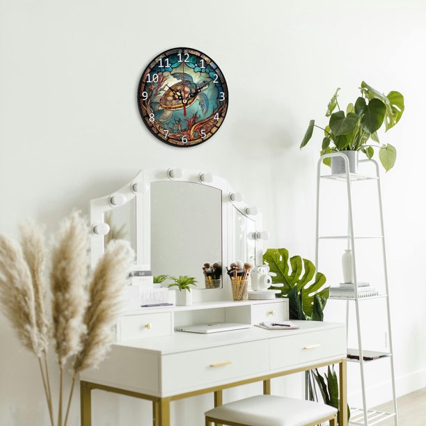 Reloj De Pared Con Animales Marinos Para Salón Y Dormitorio, Con Indicador De 24 Horas, Tablero De Madera Denso Y Diseño Moderno Y Decorativo.