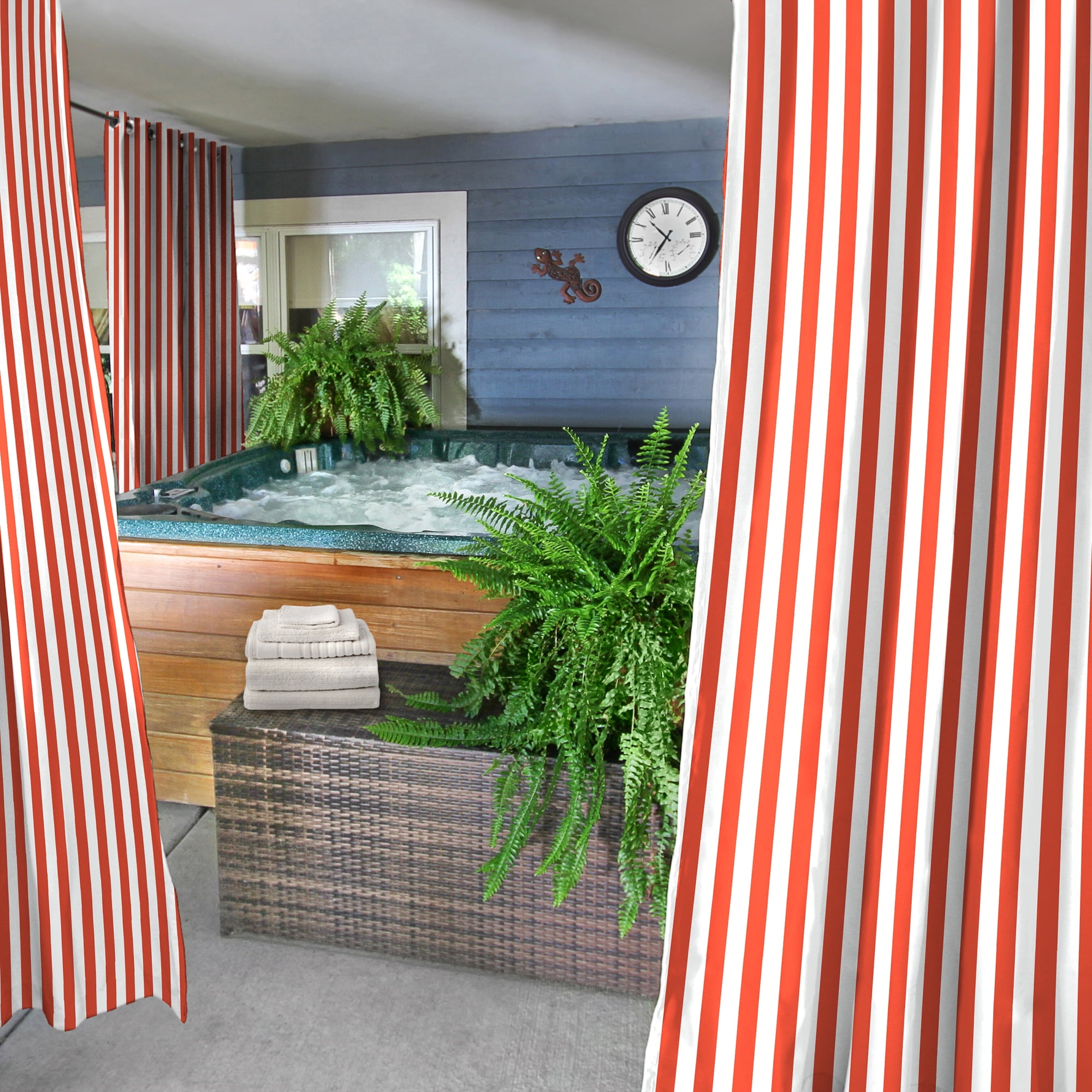 Jordan Manufacturing 54" x 84" Melon Stripe Grommet Semi-sheer Outdoor Curtain Panel