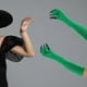 thumbnail image 3 of KAKOWELY par de guantes largos con garras, mangas verdes con uñas negras, guantes de pata aterradores, accesorios para disfraz de Halloween para mujer., 3 of 4