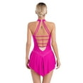 thumbnail image 2 of TiaoBug Women Sleeveless Lyrical Dance Dress Shiny Rhinestone Figure Ice Skating Skirted Leotard Hot Pink XL, 2 of 7