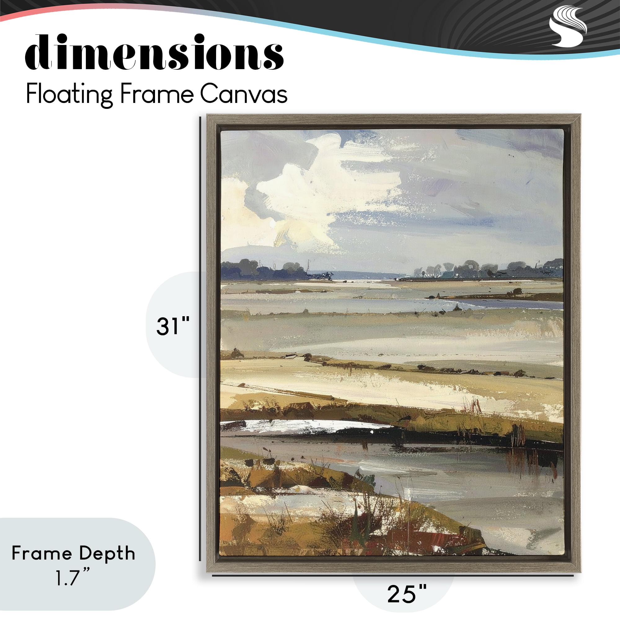 Stupell Industries Earthy Distant Horizon Brown Framed Floater Canvas Wall Art, design by Alonza Saunders