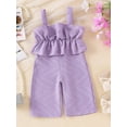 thumbnail image 4 of Yunliwuli Baby Girls Summer Casual Jumpsuit Sleeveless Solid Color Ruffle Trim Cami Playsuit, 4 of 9