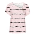 thumbnail image 4 of YHAJDS Short Sleeve Sweater for Women Printed V Neck Button Front Casual Spring Summer Blouse, 4 of 4
