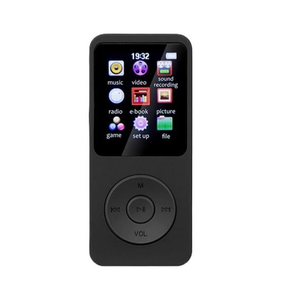Slim Bluetooth 5.0 MP3 Player, Lossless Hi-Fi Music Player with 1.8" Screen, Portable Walkman for Sports, FM Radio, E-Book & Recorder (Supports up to 128GB SD Card, Card Not Included) - Black