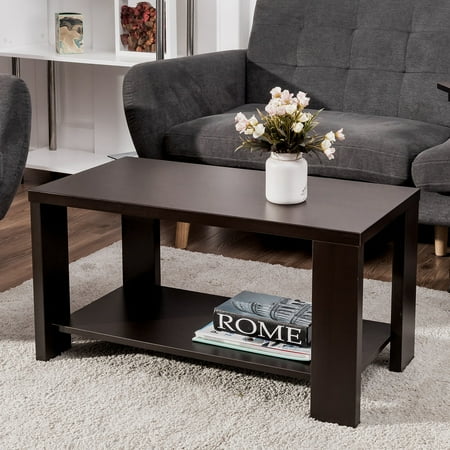Rectangular Storage Cocktail Table - Costway Coffee Table Rectangular Cocktail Table Living Room Furniture w/ Storage Shelf