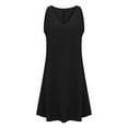 thumbnail image 5 of CHGBMOK Women Dresses V Neck Sleeveless Midi Dress Solid Loose Casual Shift Dress Wedding Guest Party Dresses, 5 of 6
