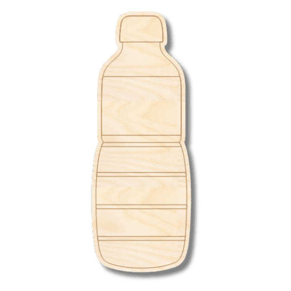 Unfinished Wood Etched Water Bottle Shape | Paint By Line Crafts 10" / 1/8"