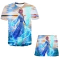 thumbnail image 2 of Ropa de bebé Frozen, conjuntos de ropa de verano para niños, camisetas de moda Elsa Anna + traje corto de Frozen de dibujos animados, 2 uds., ropa para niños 9T Gao Jinjia LED, 2 of 2