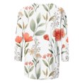 thumbnail image 4 of Pompotops Mode Femme Col Rond T-Shirt Manches 3/4 Blouse Imprimée Hauts Chandail en Molleton Liquidation, 4 of 4