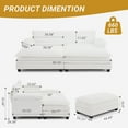 thumbnail image 5 of Ktaxon Corduroy Sofa Bed with Removable Ottoman, 90" Oversized Loveseat with Double Layer Cushions, Pillow Arms, Wood-Grain Legs for Living Room Bedroom Off White, 5 of 9