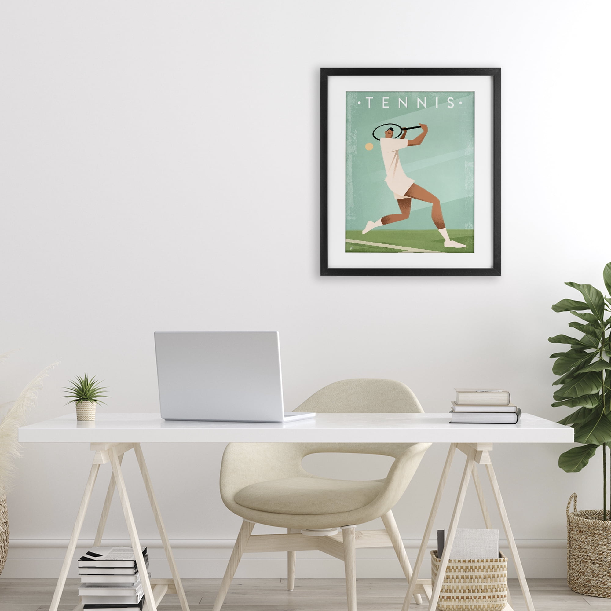 Stupell Industries Vintage Tennis Swing Black Framed Print Under Glass, design by Martin Wickstrom