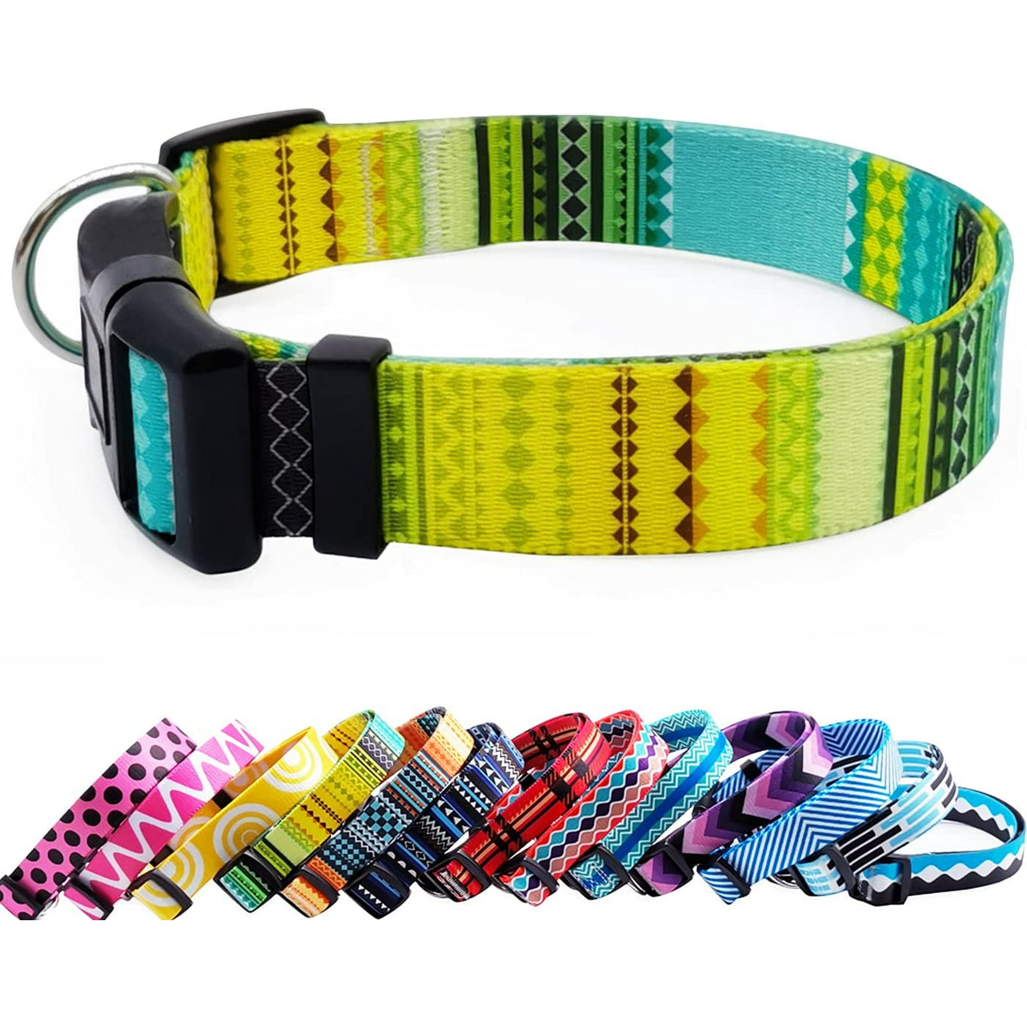 IGUOHAO Nylon Dog Collar with Bohemia Floral Tribal Geometric Patterns 3 4