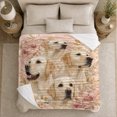 thumbnail image 5 of Vintage Floral Labrador Portrait Collage, Peaceful Pet Portrait Pattern, Warm Flannel Blanket for Living Room and Reading Nook, Dog Lovers Friendship Gift, Pet Lover Home Decor, 5 of 9