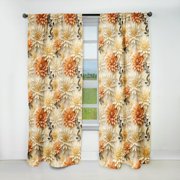 Designart "Terracotta Mandala IV" Floral Blackout Curtain Single Panel