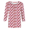 thumbnail image 4 of Penkiiy T-Shirt de la Saint-Valentin pour Femmes Manches 3/4 Col Rond Mignon Cœurs Graphiques T-Shirts Mode Décontractée Blouse TG Multicolore, 4 of 5