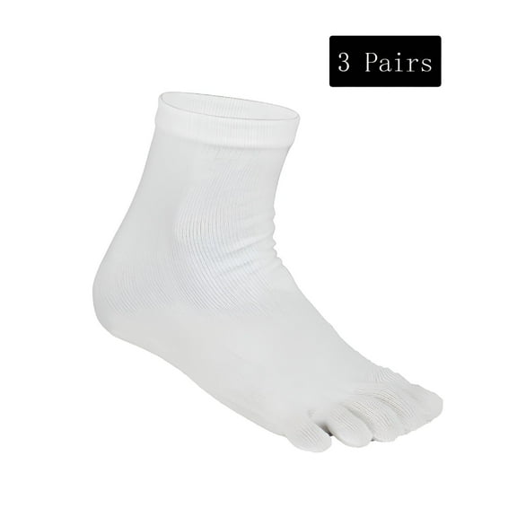 TELOLY 3 Pairs Men Toe Socks Cotton Running Five Finger Crew Comfortable Socks for Unisex, One Size