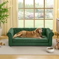 thumbnail image 2 of Elegant Rectangular Elevated Dog Sofa Bed for Large & Oversized Dogs, Modern Linen Fabric Pet Bed, Olive Green, 130lbs Capacity, 2 of 9