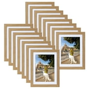 5x7 Picture Frame Set of 15, Multi Brown Woodgrain 5 by 7 Photo Frames Bulk for Wall or Tabletop Display