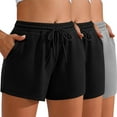 thumbnail image 1 of LOVZFMLL 3 Pcs Shorts de Sport Décontractés pour Femmes Couleur Unie avec Poche Multicolore P, 1 of 9