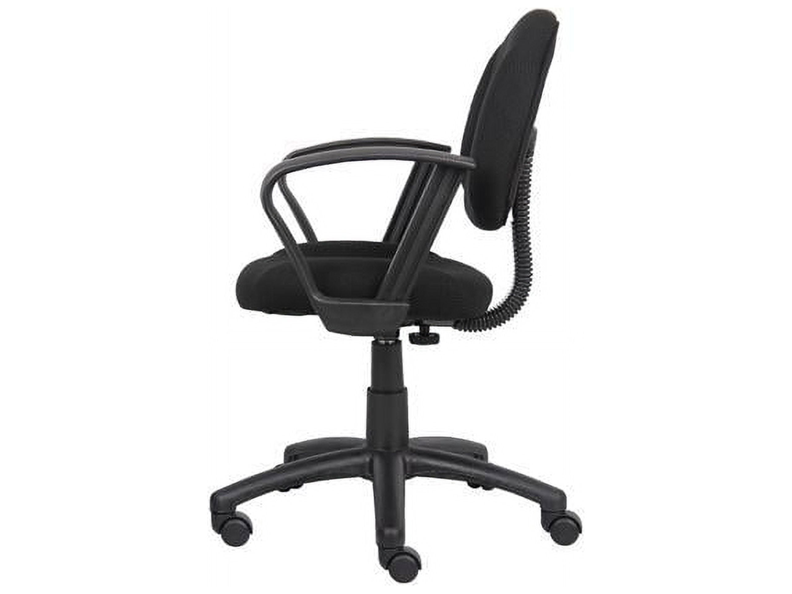 Boss Office Products Mid Back Ergonomic Fabric Office Swivel Chair With Arms in Black