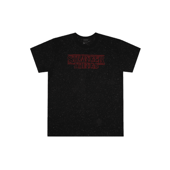 Stranger Things Starry Logo Adult Black Crew Neck Short Sleeve T-shirt-XS