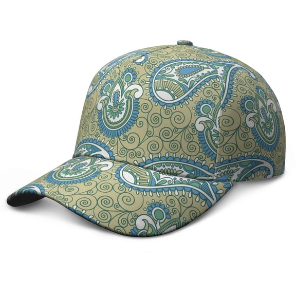 Retro Paisley Floral Baseball Cap - Adjustable Breathable Hat for Sports & Casual Wear