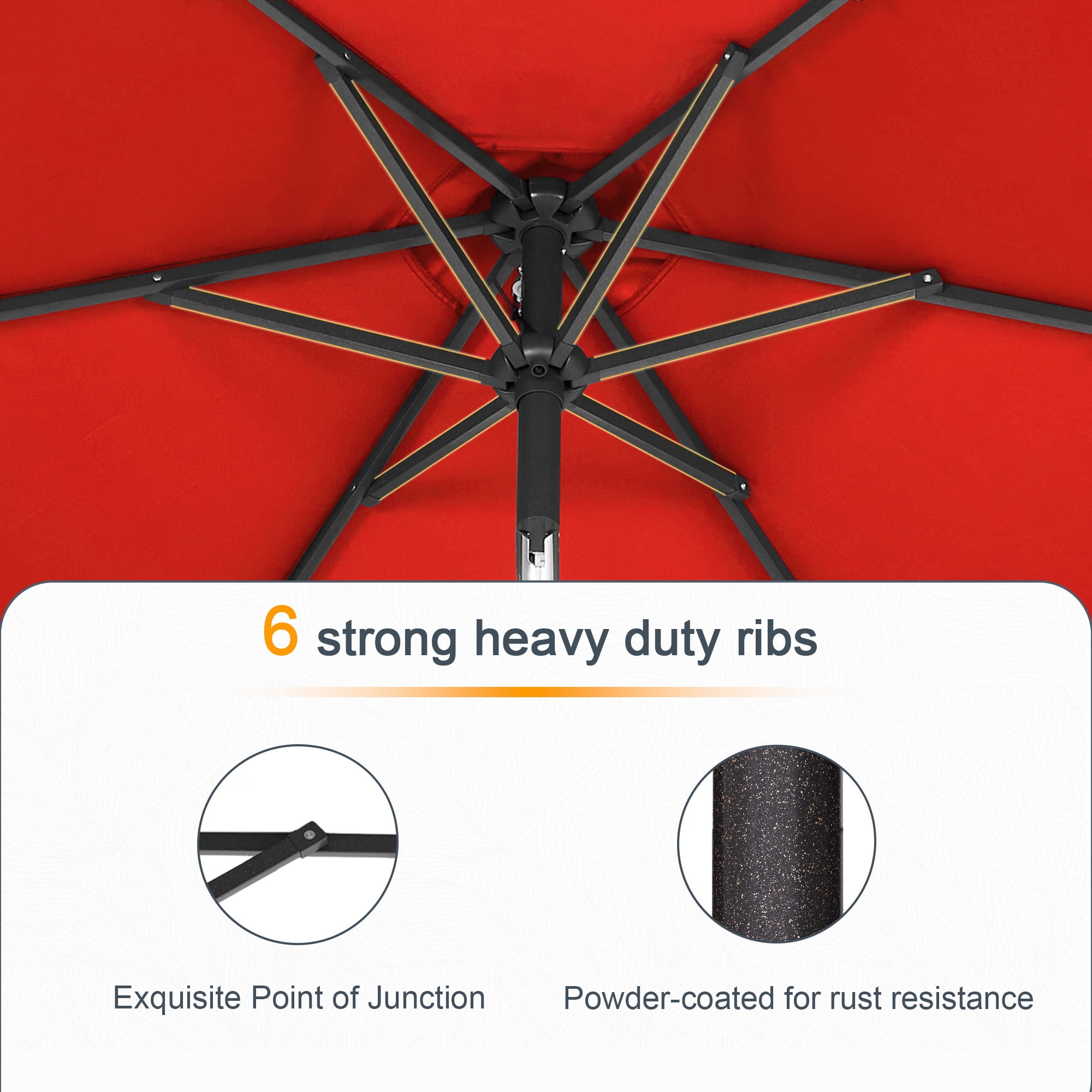 ACEGOSES 7.5ft Patio Umbrella, Outside Table Umbrellas With Non-Fading Polyester canopy, Chili Red
