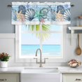 thumbnail image 2 of Kitchen Valances for Window, Watercolor Marine Starfish Conch Coral Light Filtering Rod Pocket Valance Curtain, Ocean Life White Blue Stripe Short Curtains Window Topper for Bedroom 42x18in, 2 of 9