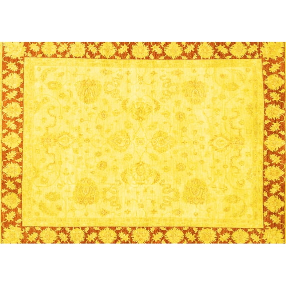 Ahgly Company Indoor Rectangle Abstract Yellow Modern Area Rugs, 6' x 9'