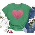 thumbnail image 2 of Ichuanyi Womens Tops, Valentine's Day Women's Casual T-Shirt Funny Heart Printed Short Sleeve O-Neck Tees Top, 2 of 4