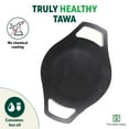 thumbnail image 3 of Pre-seasoned Black Cast Iron Concave Tawa With Double Handle | 24cm, 9.4 Inch, 1.4 Kg | Gas Compatible | Naturally Nonstick, 100% Pure & Toxin-free, No Chemical Coating, 3 of 5