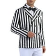thumbnail image 4 of INSPIRE CHIC Striped Blazers for Men's Peak Lapel Sports Coat Double Breasted Business Stripes Suit Jacket M Black White, 4 of 6