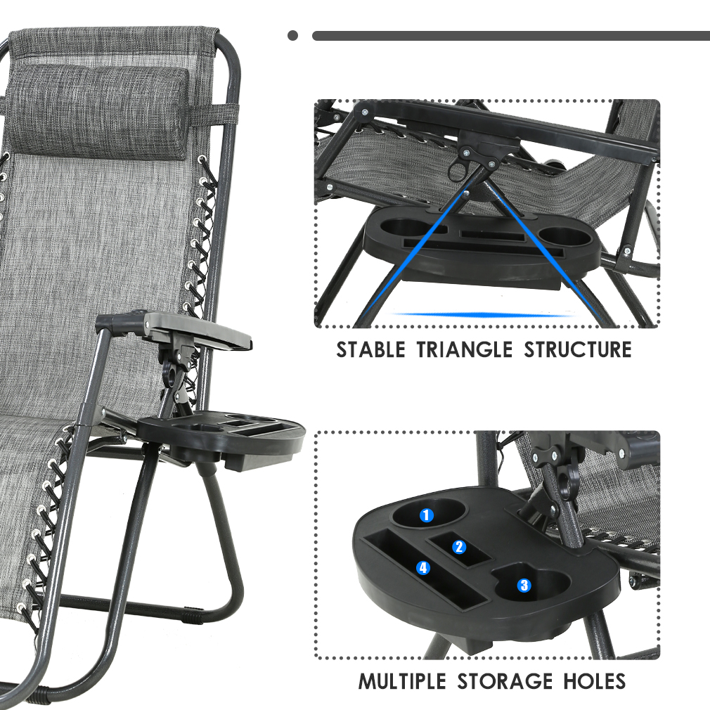 BestMassage 2 Pack Steel Zero-Gravity Chair - Gray and Black - image 4 of 7