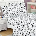 thumbnail image 2 of Chezmoi Collection 4-Piece Kids/Teens Panda Love Sheet Set - Soft Microfiber Black White Girls Printed Love Panda Hearts Whimsical Fun Kids Sheets, Queen Size, 2 of 9