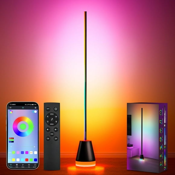Keepsmile Smart RGB LED Corner Floor Lamp,172 LEDs Standing Lamps for Living Room with APP and Remote,Modern Floor Lamp with Music Sync and