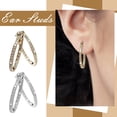 thumbnail image 2 of Olilia Earrings Hoop Stud Drop & Dangle Rhinestone Inlaid Banquet Jewelry Ring Ear Temperament Ring Birthday Gift Earring for Girlfriend., 2 of 4