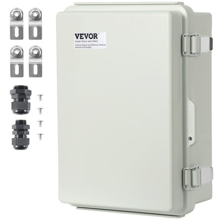 VEVOR Outdoor Electrical Junction Box, 11.81 x 7.87 x 7.08 in, ABS Plastic Electrical Enclosure Box with Hinged Cover Stainless Steel Latch, IP67 Dustproof Waterproof