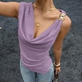 thumbnail image 2 of Husipze Tank Tops for Women Flowy Deep V Neck Women Shirts Elegant Sleeveless Summer Tops for Night Out Purple M, 2 of 6