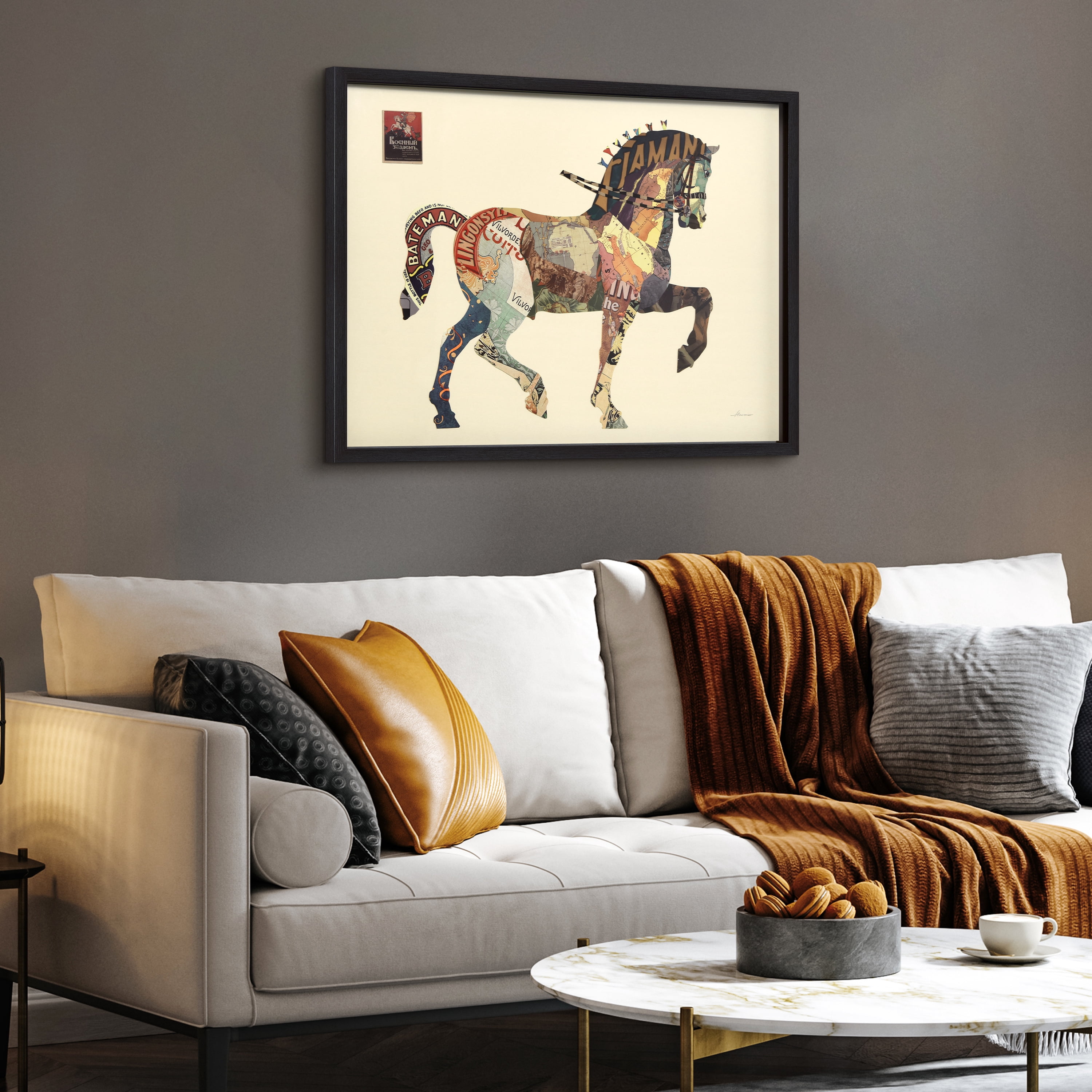 Empire Art Direct Carousel Horse Dimensional Collage Framed Graphic Art Under Glass Wall Art, 30" x 40" x 1.4", Ready to Hang