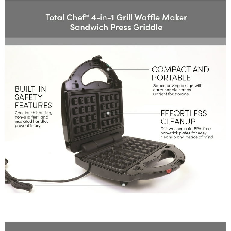 4-In-1 Grill, Waffle Maker, Sandwich Press & Griddle