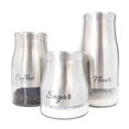 thumbnail image 1 of 3 Piece Stainless Steel Canister Set with See-Through Glass Base, Silver, 1 of 4